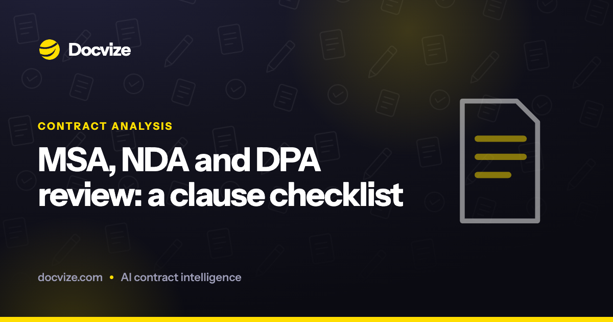 MSA, NDA and DPA review: a clause checklist